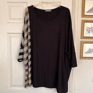 Alembika Waffle Knit Striped Tunic Top Size XL